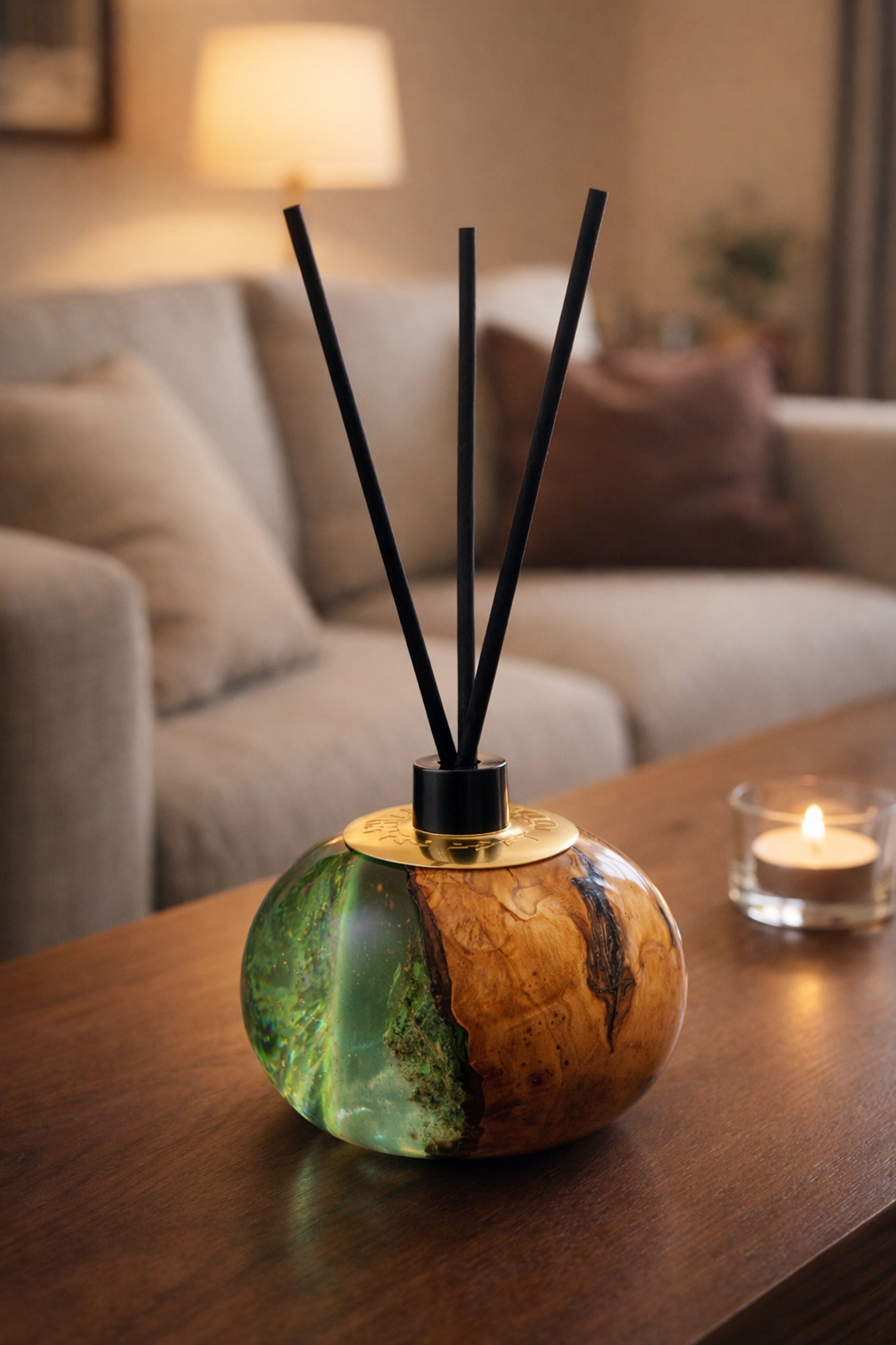 Yeşil  Epoksi&Zeytin Oda Kokusu (Reed Diffuser) +4 adet koku hediyeli