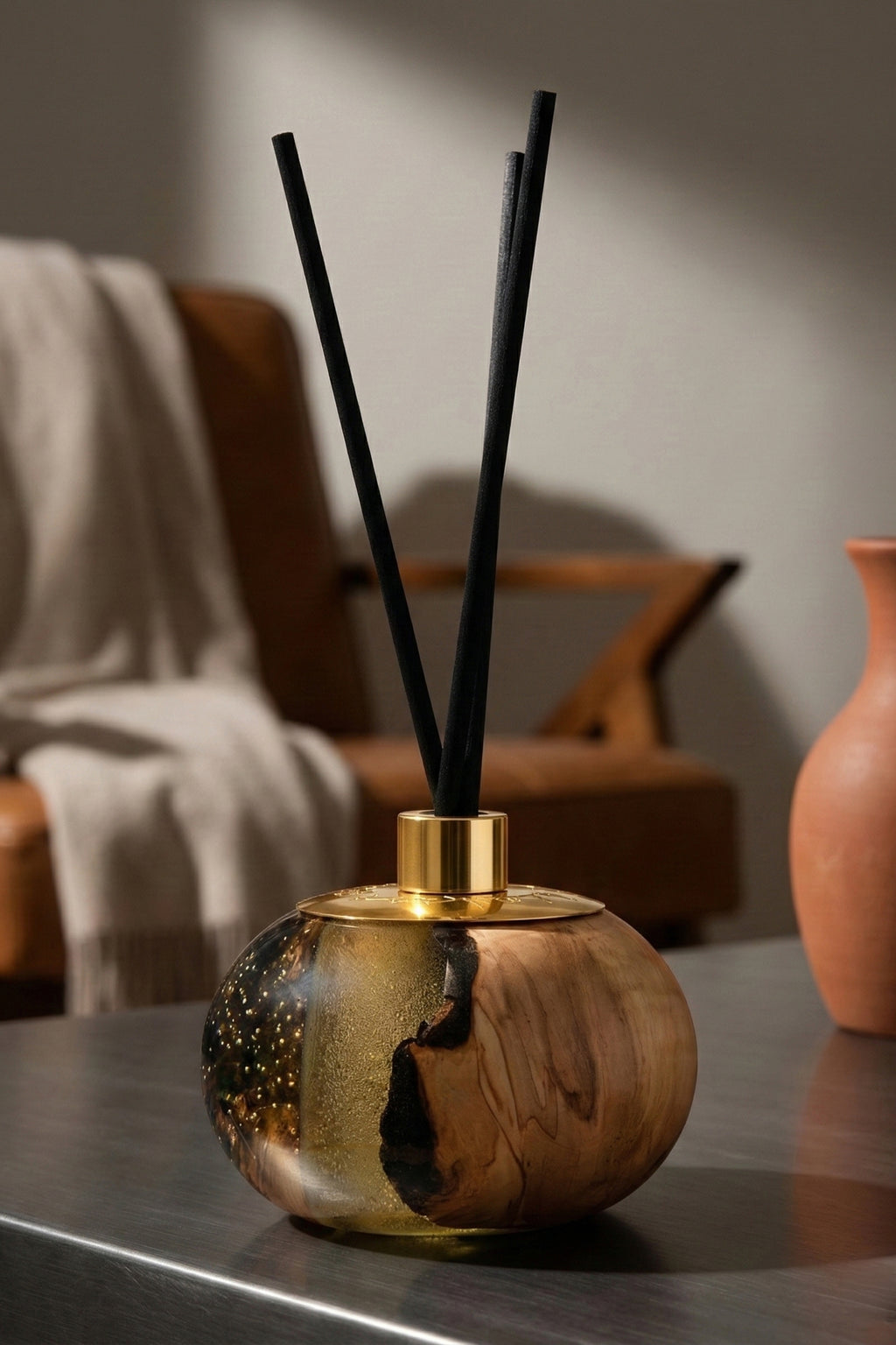 Ø15 cm-El Yapımı Epoxy Reed Diffuser | Oda Kokusu +4 Koku Hediyeli