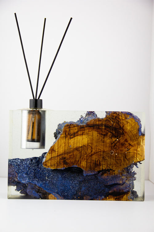 Büyük Boy El Yapımı Epoksi & Zeytin Ağacı Reed Diffuser (MAVİ)